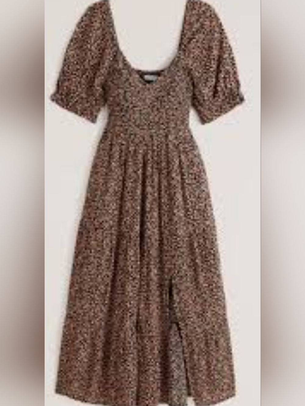 Abercrombie & Fitch Smocked Slit Midi DressFloral Short-Sleeved Size XL